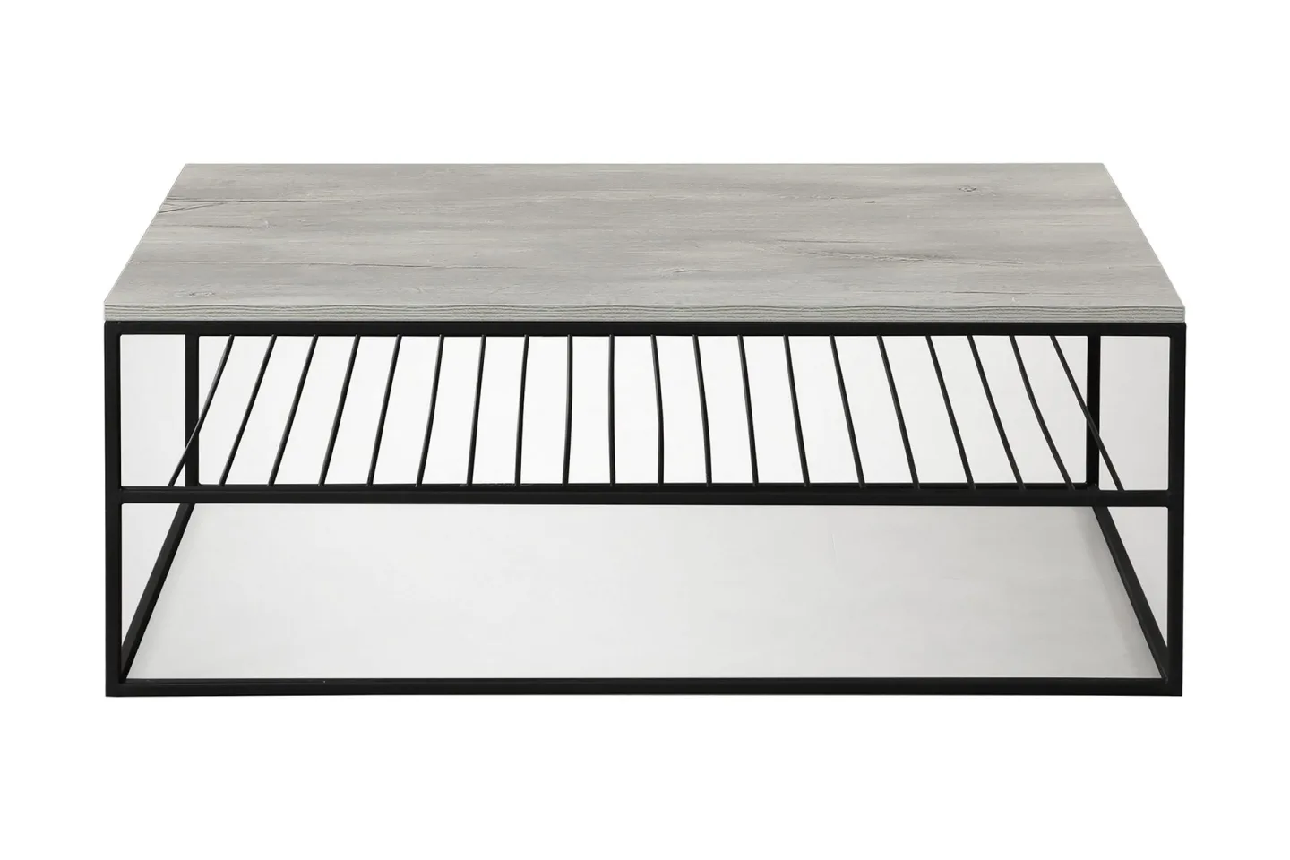 Falan Soffbord 95 cm med Hyllor Ribbor - Grå/Vit