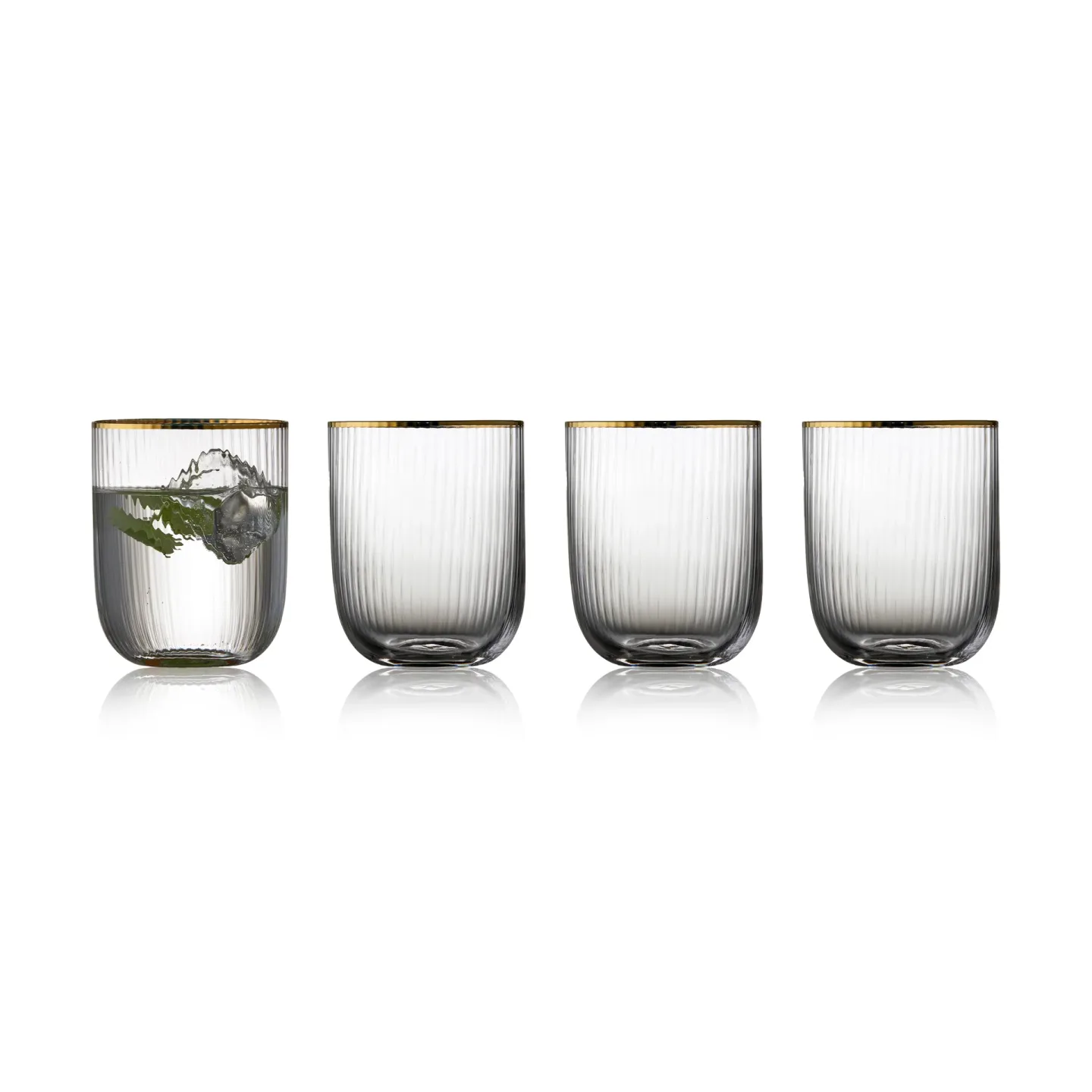 Lyngby Glas Palermo Gold Trinkbecher 35 cl 4er Pack Klar-gold