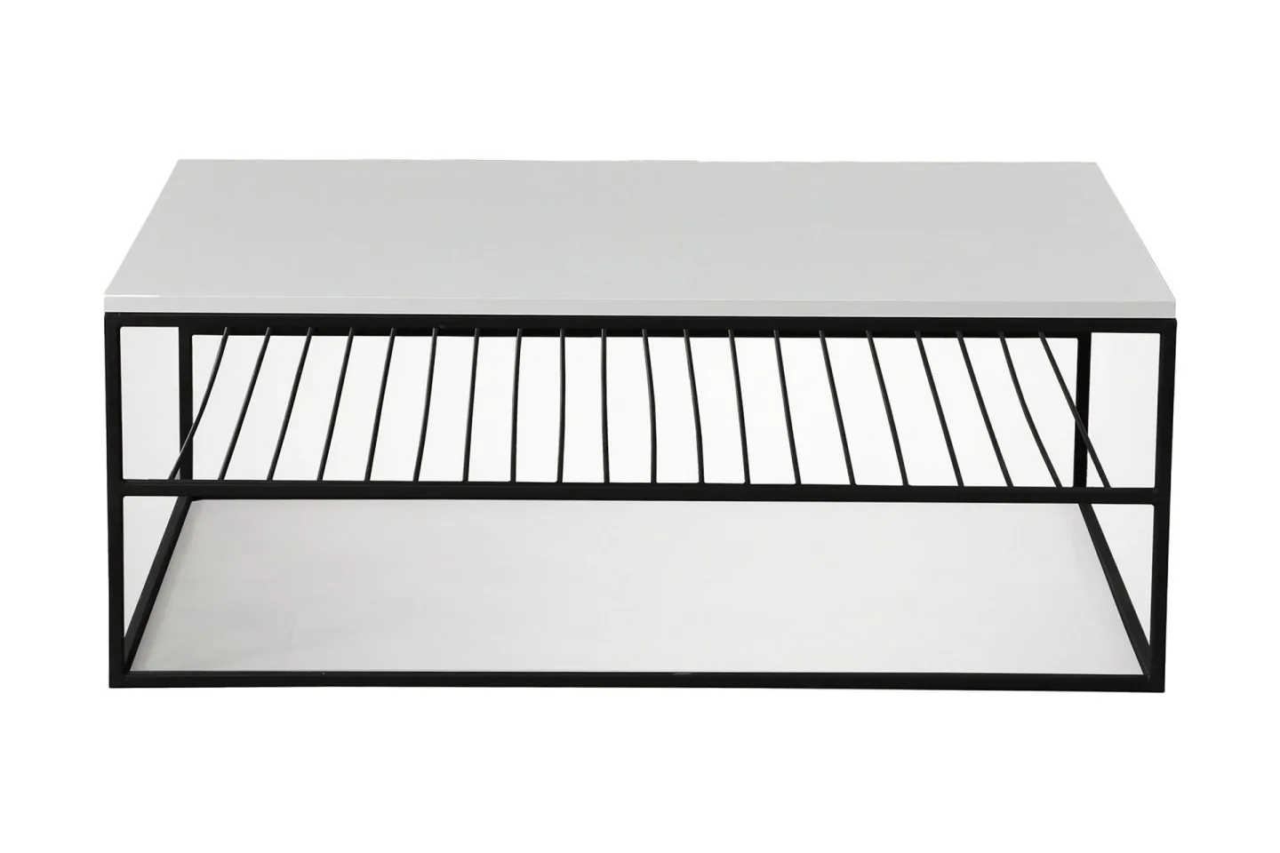 Falan Soffbord 95 cm med Förvaring Hyllor Ribbor - Vit/Svart