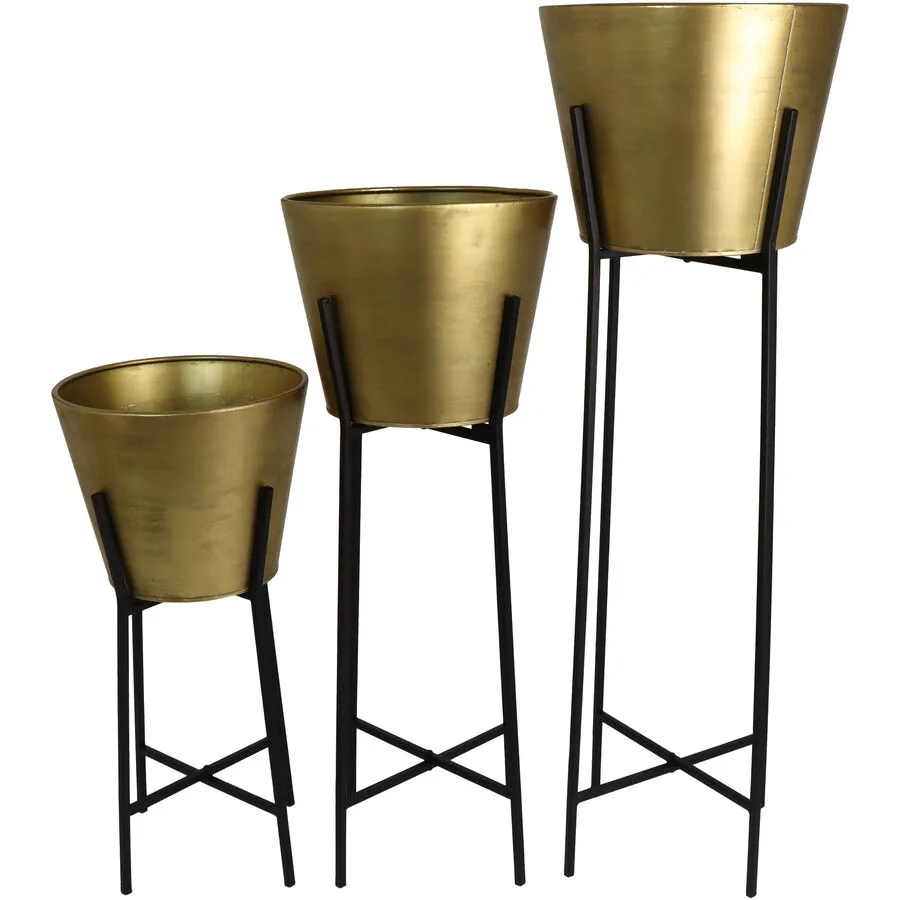 Blumentopf 3er-Set Bloem Gold Metall 33 cm 102 cm