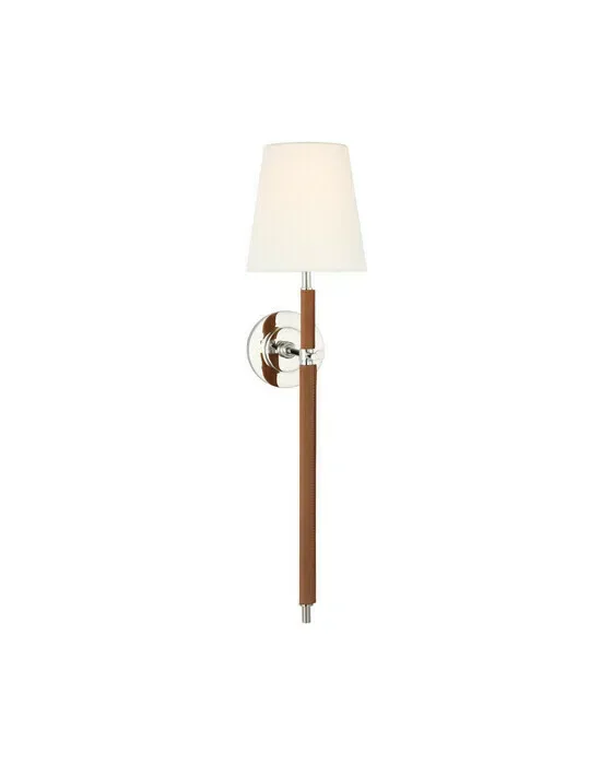 Bryant Large Wrapped Tail Sconce Nickel/Natural Leather