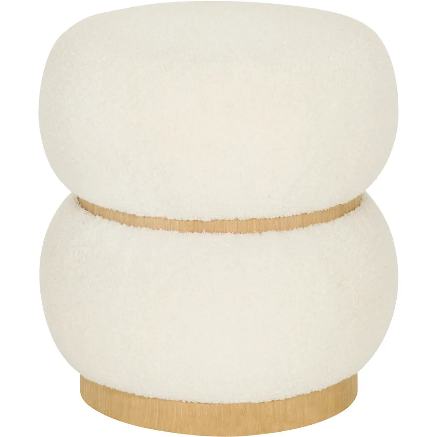 Hocker June Creme, Natur Stoff, Holz B 38 H 41 cm