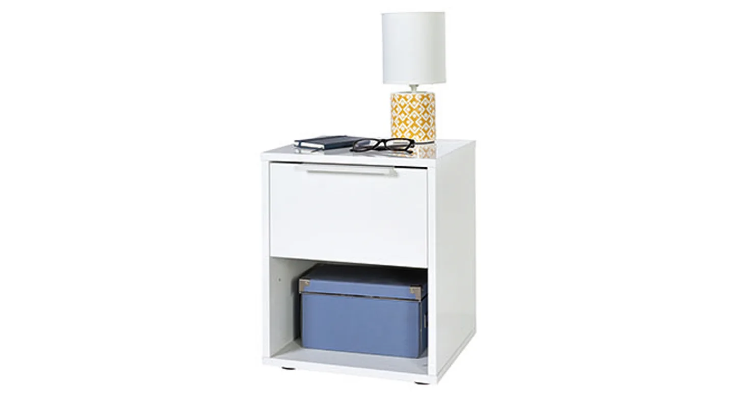 Nachttisch weiß hochglanz 37 x 45 cm 1 Schublade - ESPRESSO