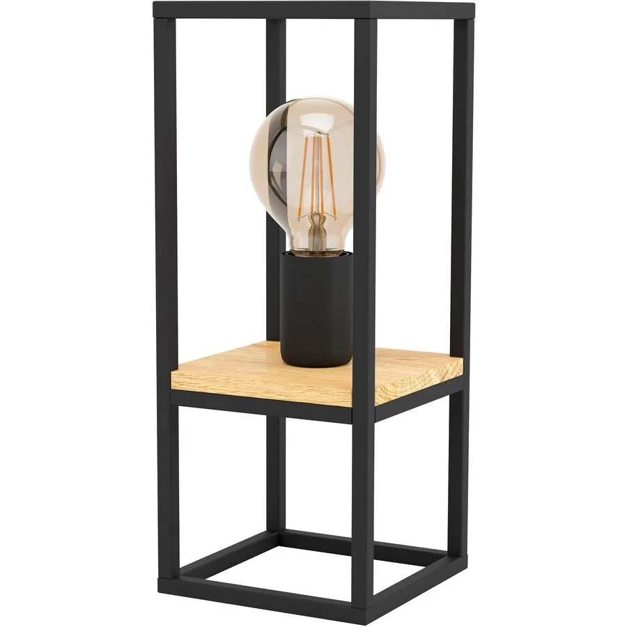 Eglo Tischlampe Libertad Braun/Schwarz Stahl/Holz 14 cm 14 cm - Material: Holz/Stahl