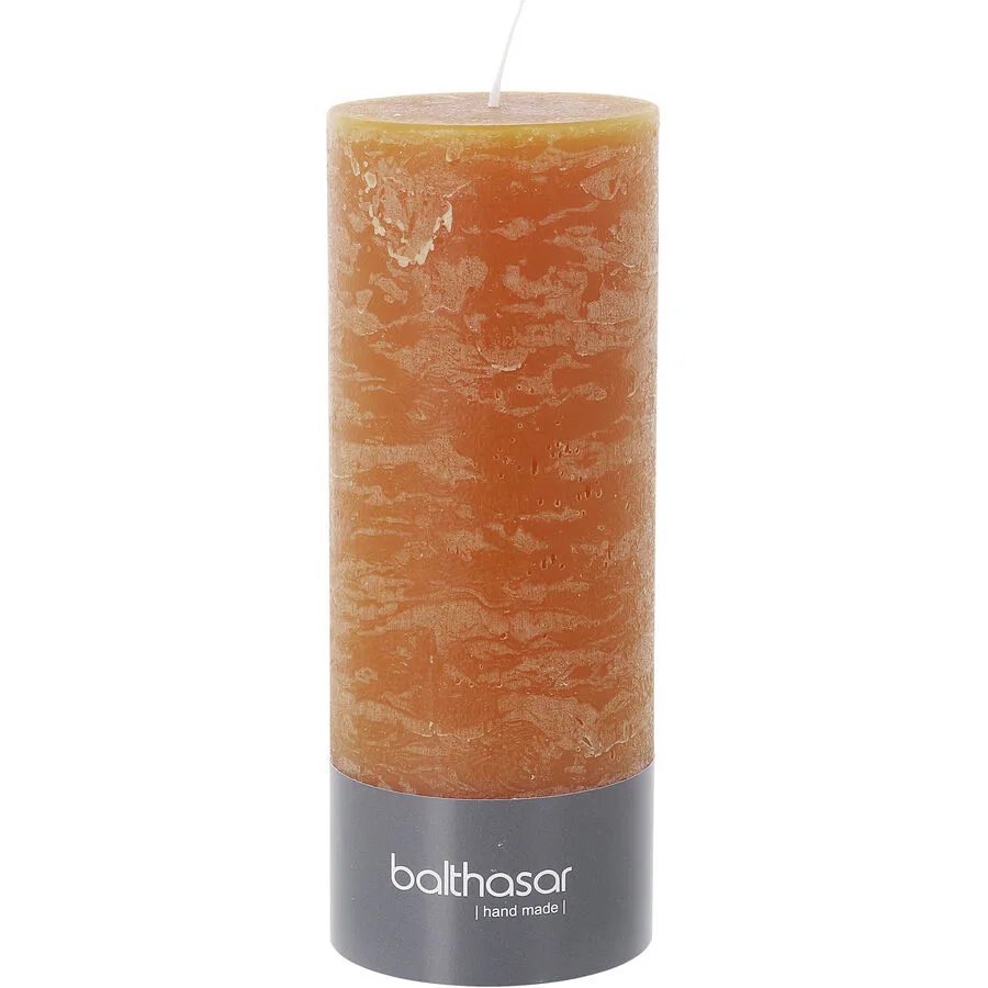 Balthasar Kerze Rustico kürbisorange H18 cm D7 cm, Brenndauer 85h - Farbe: taupe - Material: Wachs