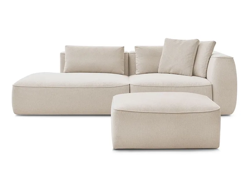 3er Sofa mit Hocker BOBOCHIC LEOPOLD Stoff chiniert beige