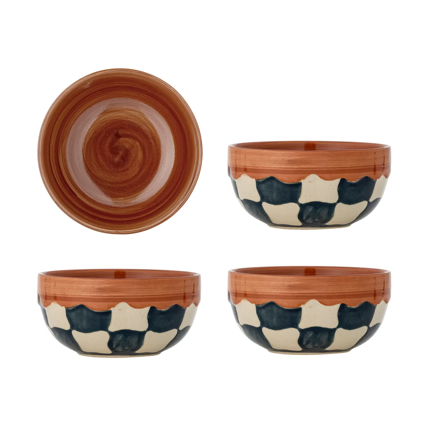 Bloomingville Check Schale 4-pack Ø14 cm Blau