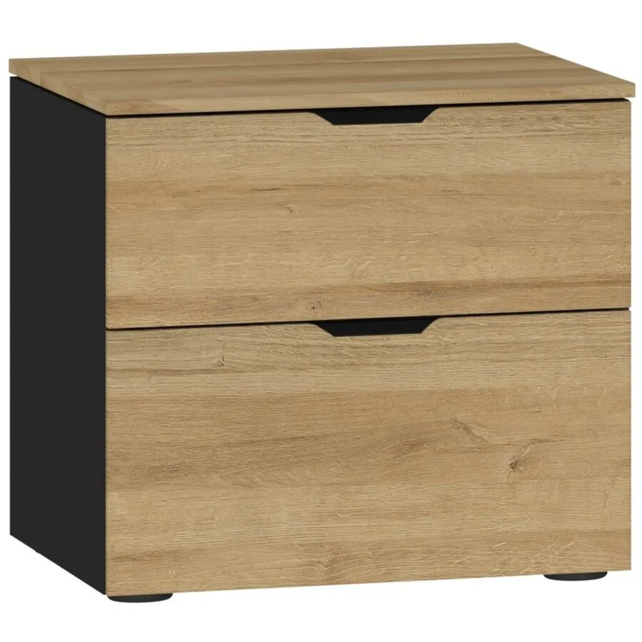 Nachttisch Arena Beimöbel Eiche Dekor, Schwarz Holzwerkstoff B 45 H 42 cm