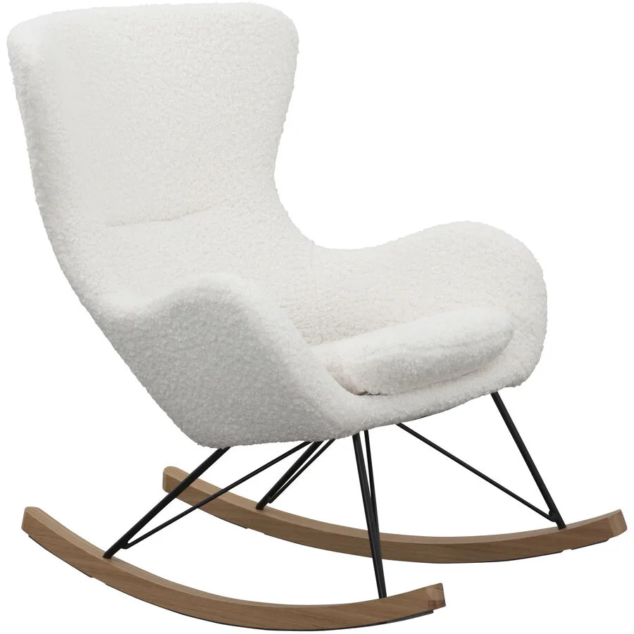 Schaukelstuhl Teddy II Weiss Stoff 75 cm