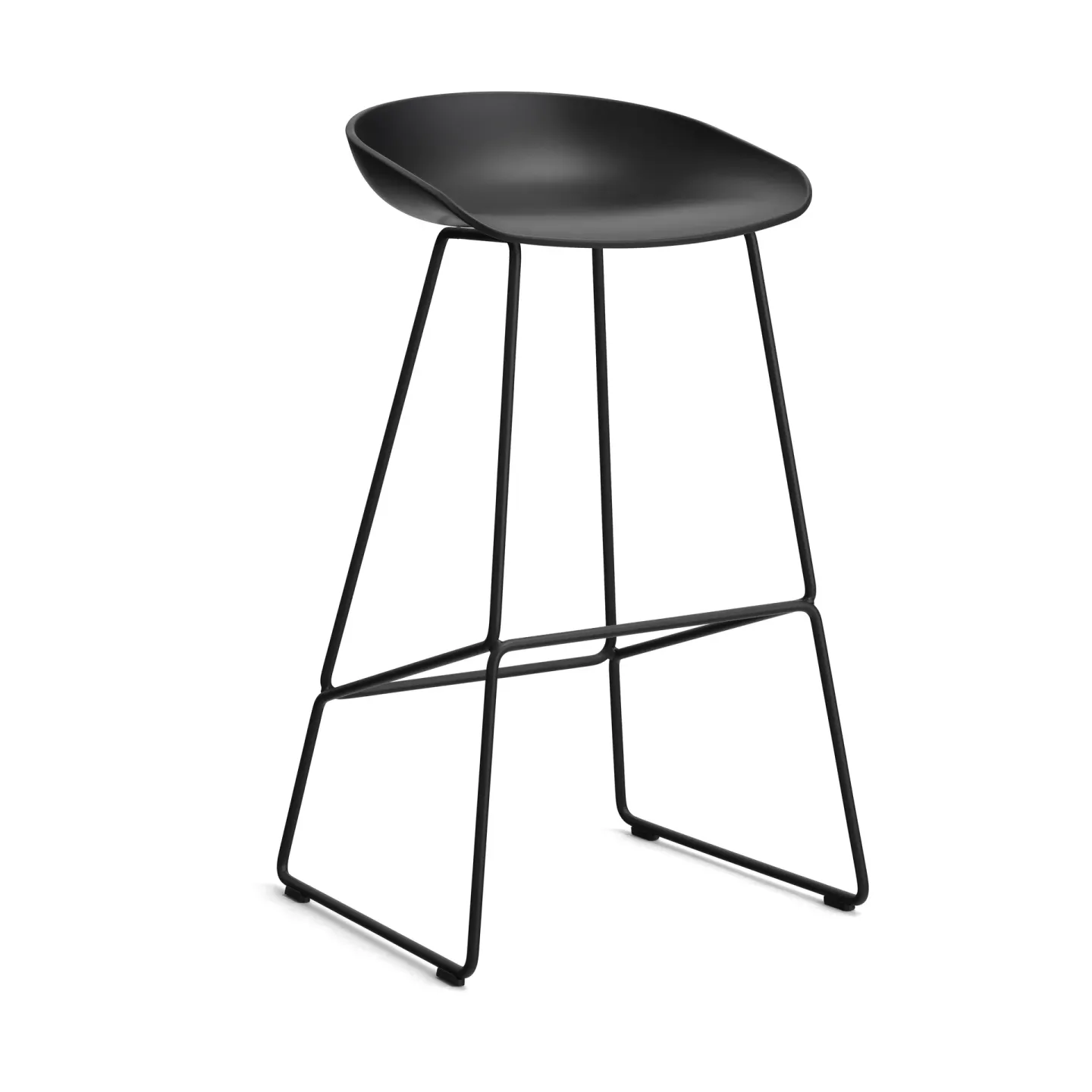 HAY About a Stool 38 High Barhocker 2.0 Schwarz-schwarzes Stahlgestell