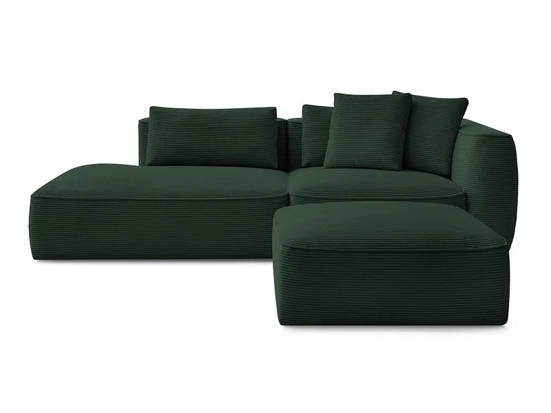 3er Sofa mit Hocker BOBOCHIC LEOPOLD Cord-Stoff dunkelgrün
