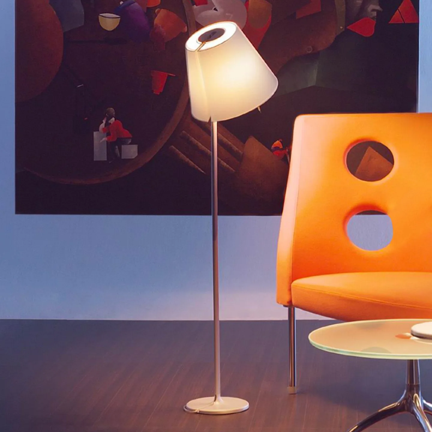 Melampo F Golvlampa Grå - Artemide - Vardagsrum - Design - Tyg / textil - Med lampskärm