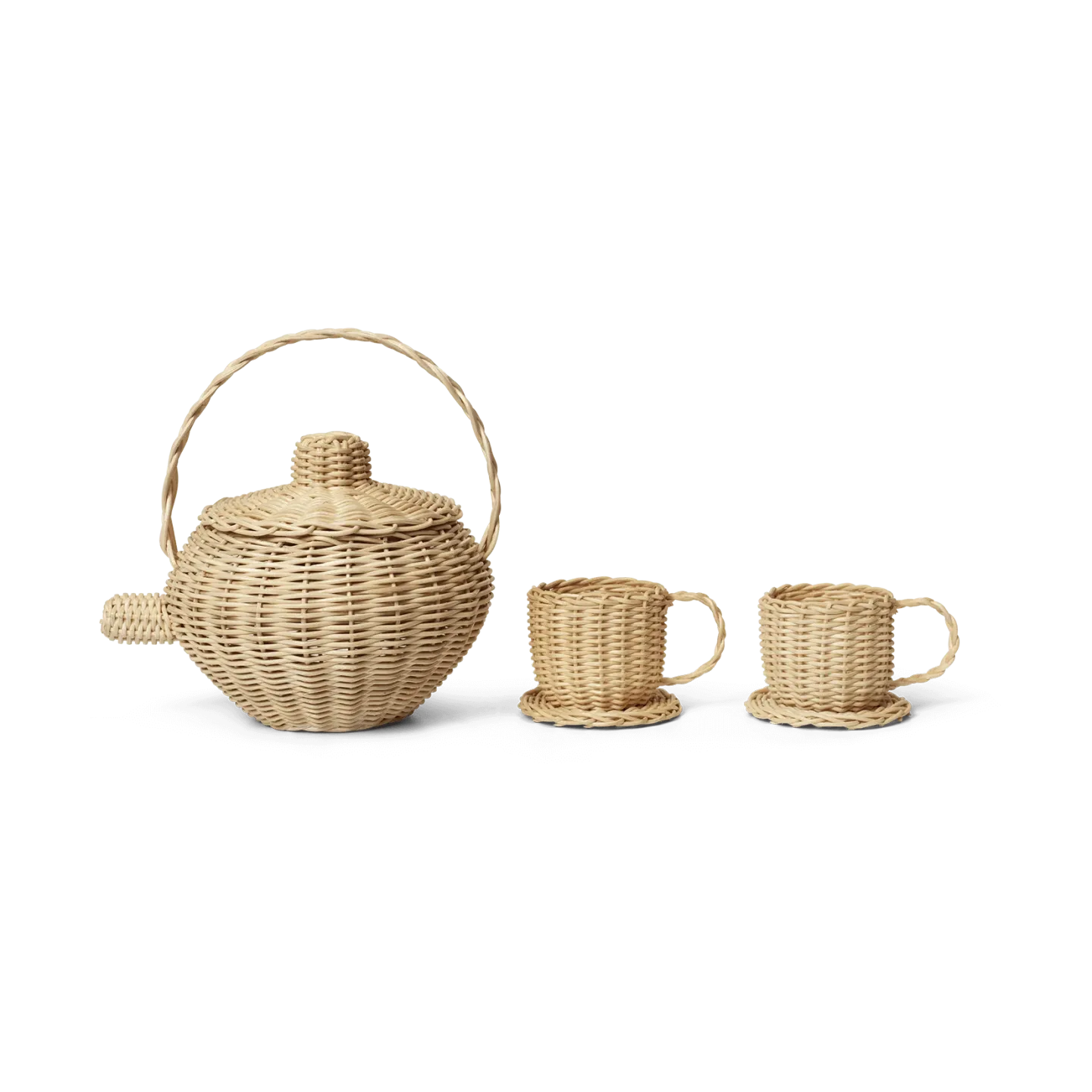 Ferm Living Rattan teservis 3 delar Natural