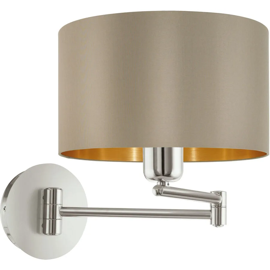 Wandlampe Maserlo Braun/Grau Stahl/Stoff 26 cm - Farbe: taupe
