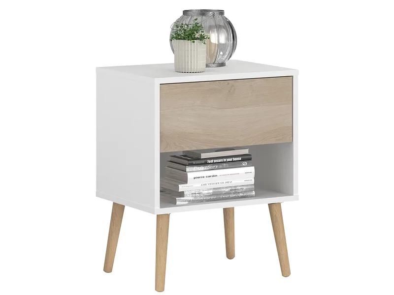 Nachttisch AALBORG 1 Schublade 44x33x55.7cm weiss weiss
