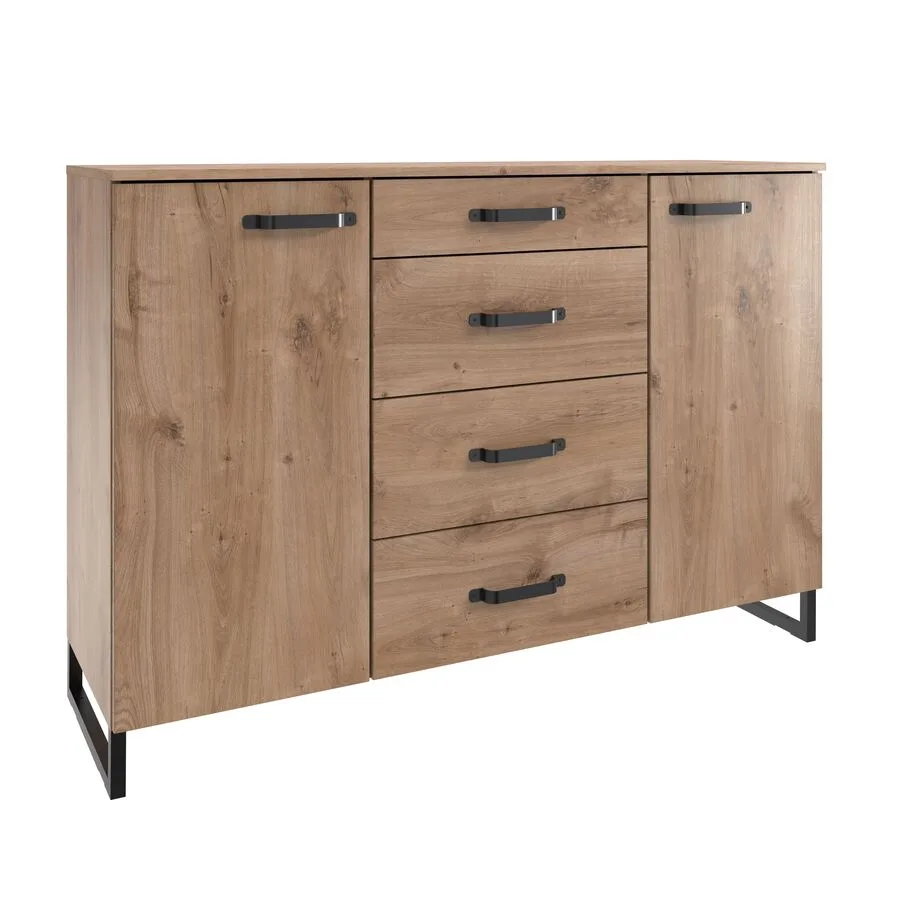 Kommode Demian Plankeneiche/Raw-Steel Holzwerkstoff B 135 H 92 cm