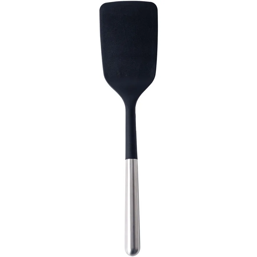 Pfannenwender Premium schwarz/silber Edelstahl/Silikon T 8 cm