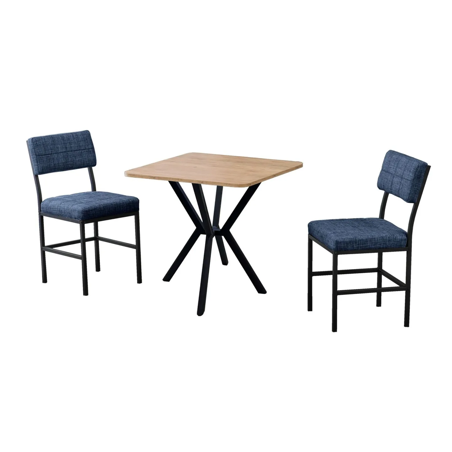 Stedum Matgrupp Bord 70 cm + 2 Stolar - Marinblå Och Valnöt