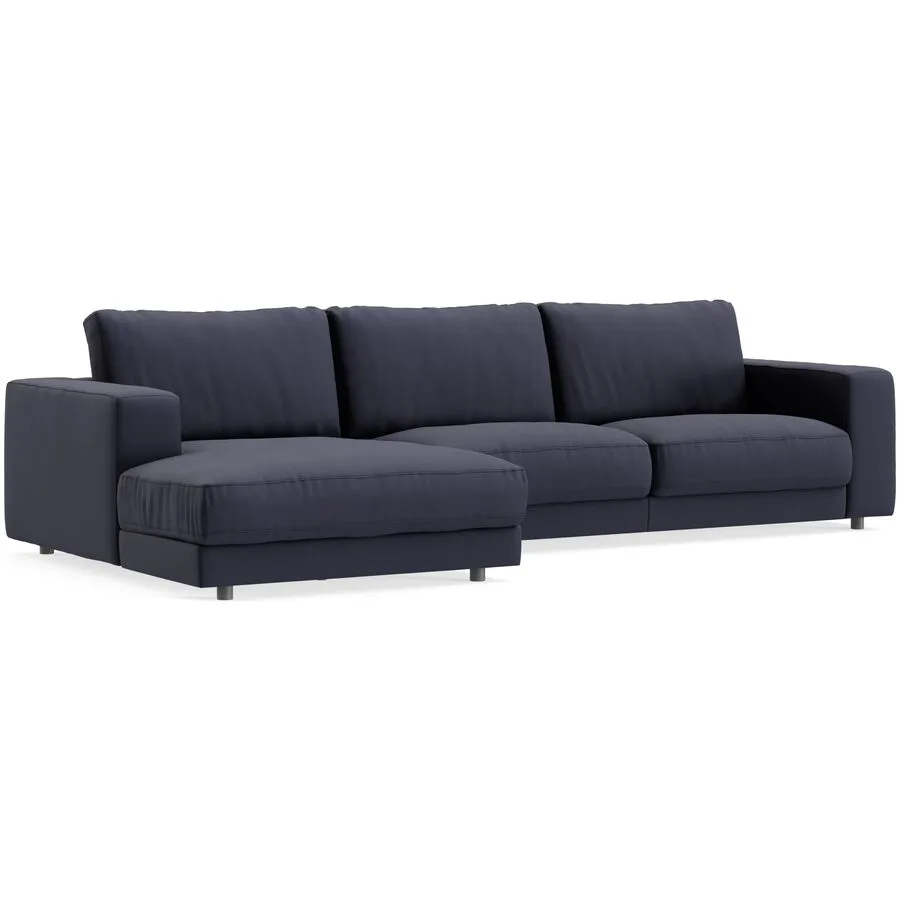Ecksofa Ava Links Bezug: 100% Polyester navy B 320 T 170 cm - Möbel Konfigurator: Traummöbel individuell zusammenstellen