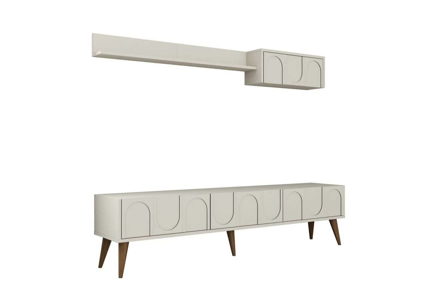 Hazim Tv-bänk 180 cm - Cream/Valnöt
