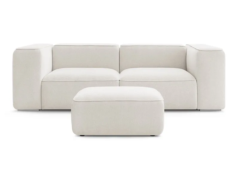 2er Sofa mit Hocker BOBOCHIC ZEPHYR Stoff mit Textur weiss