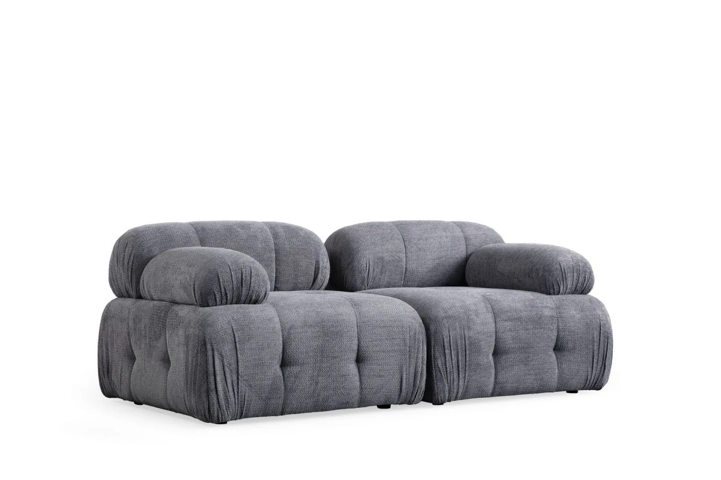 Belgin Bubblig Soffa 2-sits med fasta armstöd - Grå
