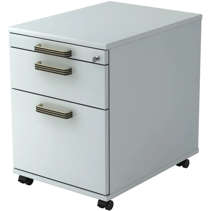 Rollcontainer Office grau Holzwerkstoff/Aluminium gebürstet B 42.8 H 59 cm