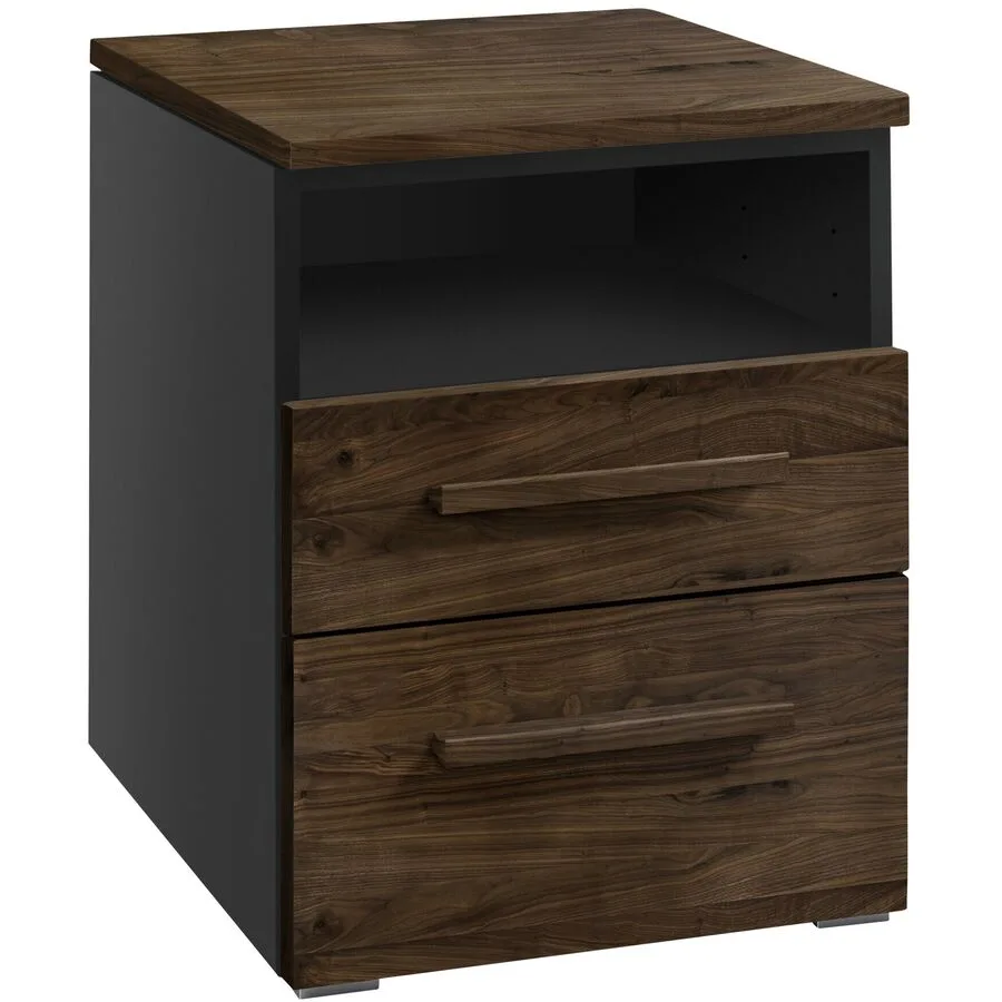 Hasena Nachttisch Reinhold Nussbaum, Anthrazit Holz, MDF Massivholz B 45 H 55 cm