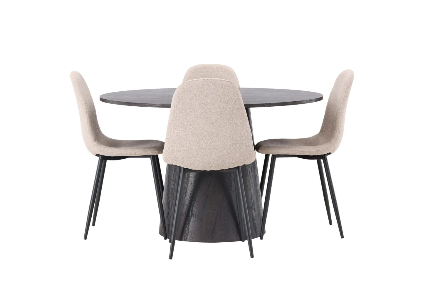 Lanzo Matgrupp 120 cm Rund med 4 Polar stolar - Beige