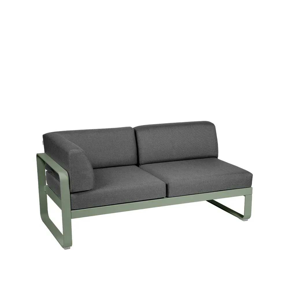 Fermob Bellevie Corner modulsoffa 2-sits Cactus (grön), graphite grey dyna, vänster