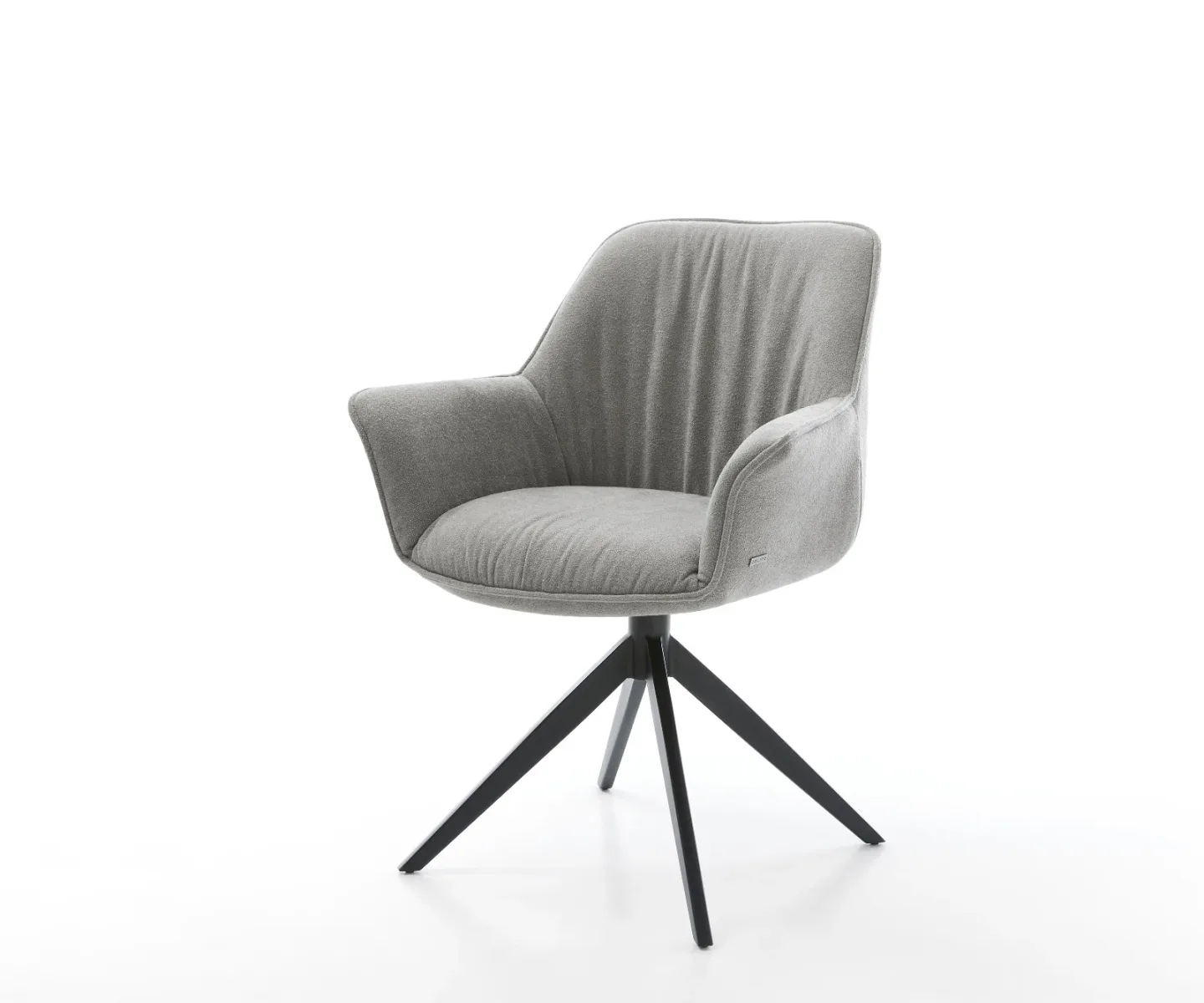 Drehstuhl Keila-Flex mit Armlehnen Strukturstoff Soft Grau Kreuzgestell breit Schwarz 360° drehbar Wippfunktion