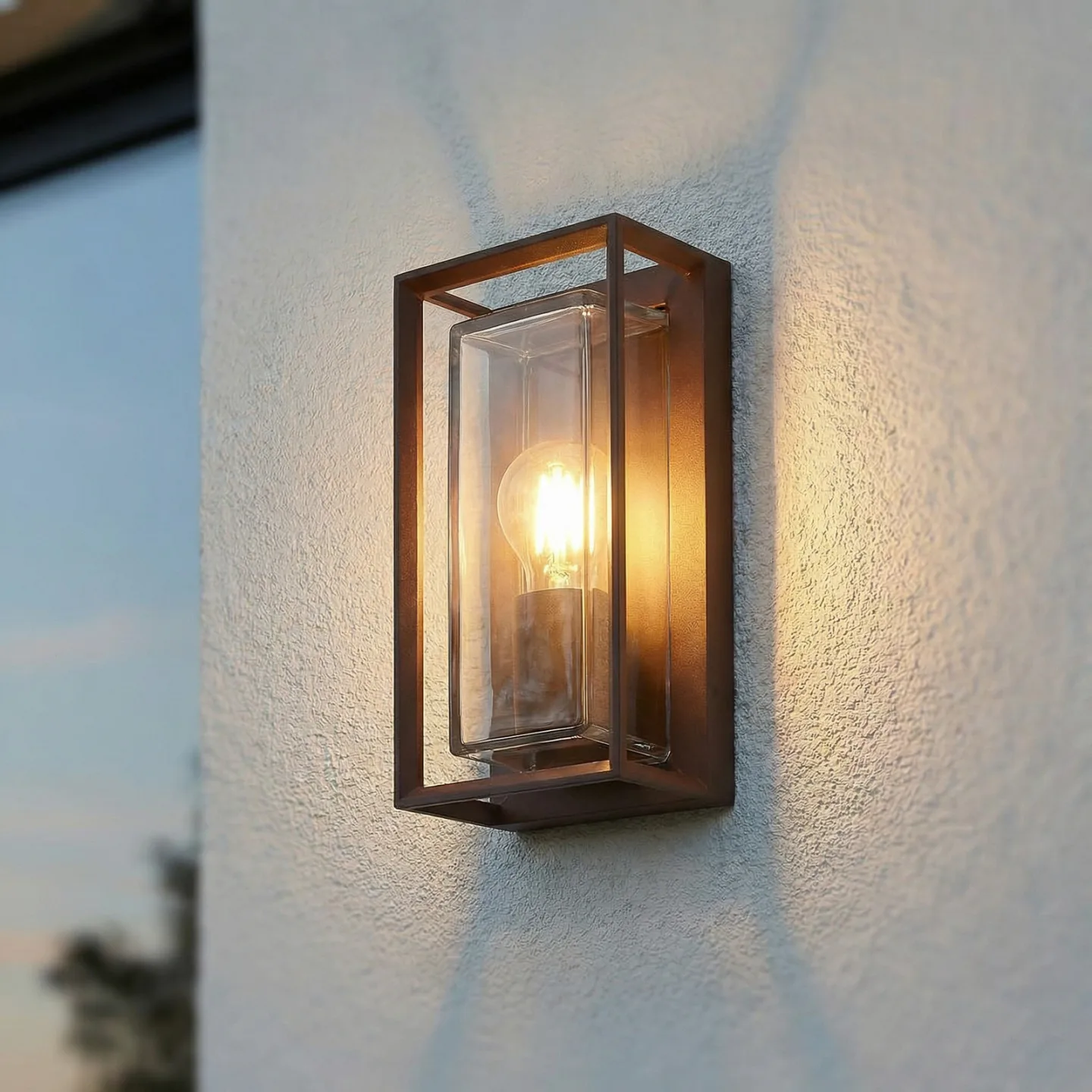 Ismera utendørs vegglampe, rustfarget, IP65, glass, E27 - Arcchio - Balkong - Moderne - Aluminium - Kantet