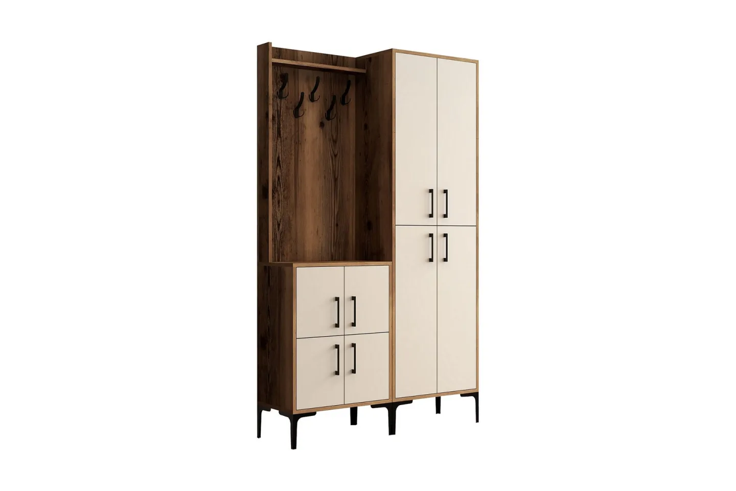 Retzow Hallmöbelset 120 cm - Mörkbrun/Beige