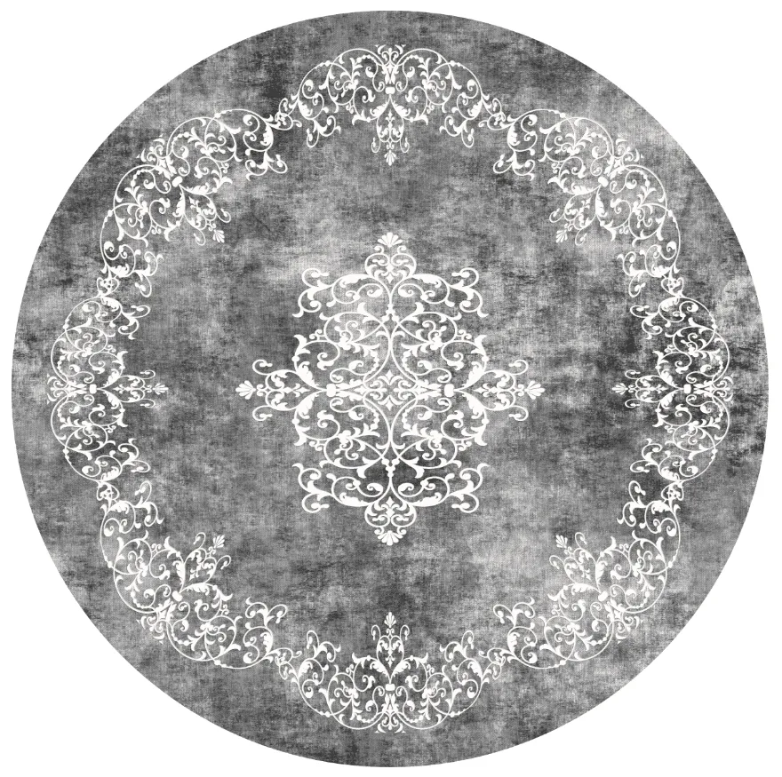 Rundt teppe - Santi (mørkgrå/hvit) (Størrelse: Ø 160 cm)
