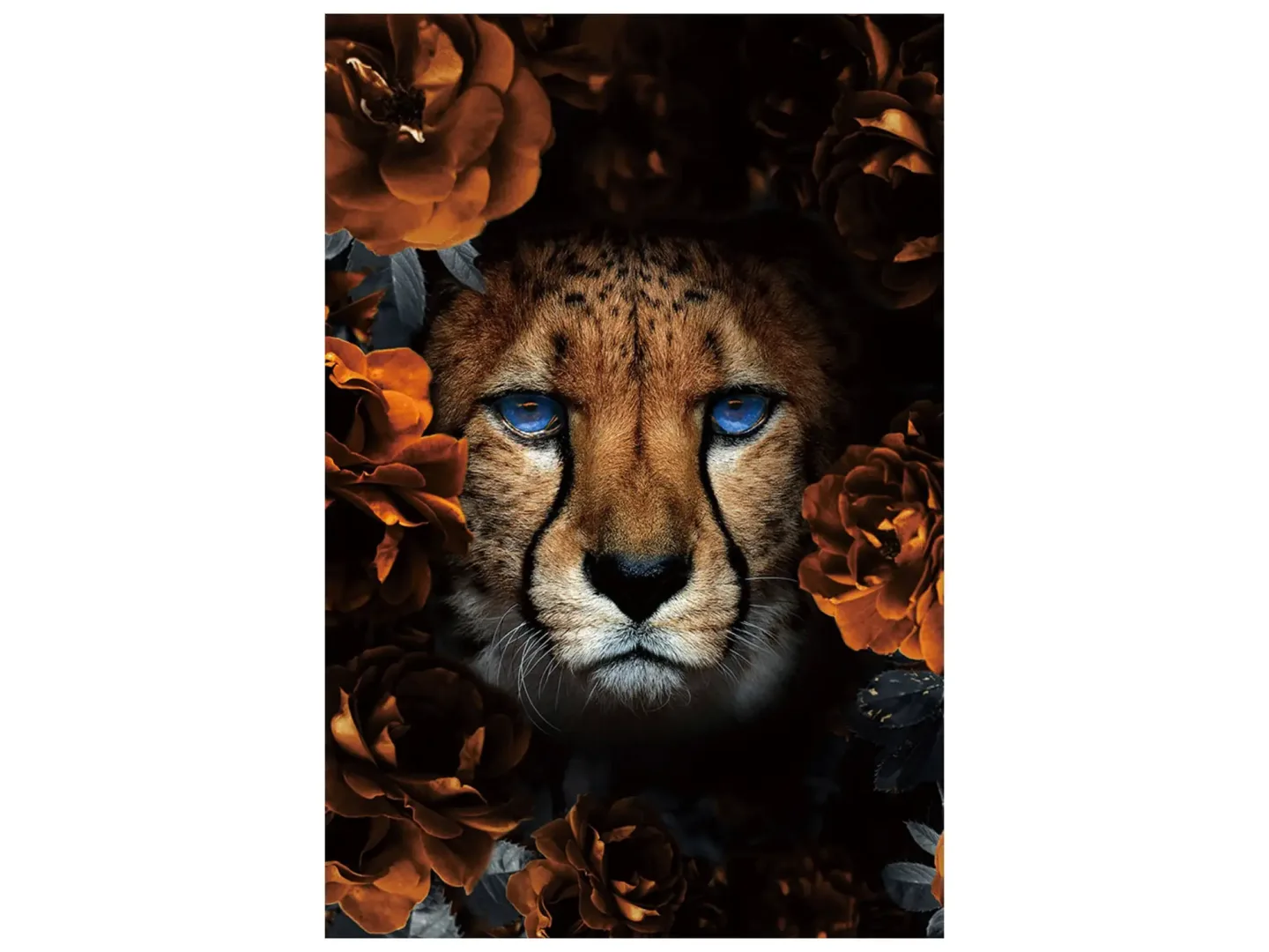 image LAND Digitaldruck auf Glas Leopard mit Blumen | Schubiger Möbel