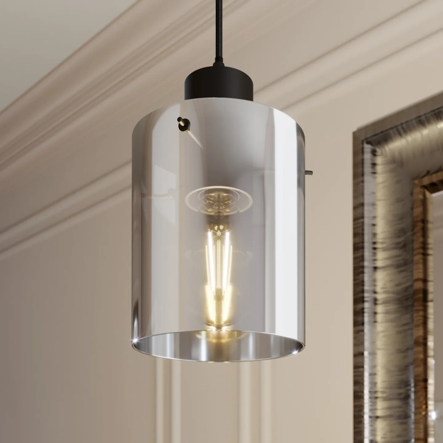 Kourtney Taklampa Black/Smoke - Lindby - Vardagsrum - Modern - Glas - Med en ljuskälla