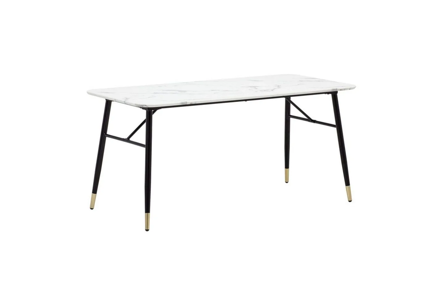 Matbord Wohnling Modern stil MDF med metallben med gyllene spetsar Marmor, Vit, 200x90 cm - Marmor, Vit, 200x90 cm