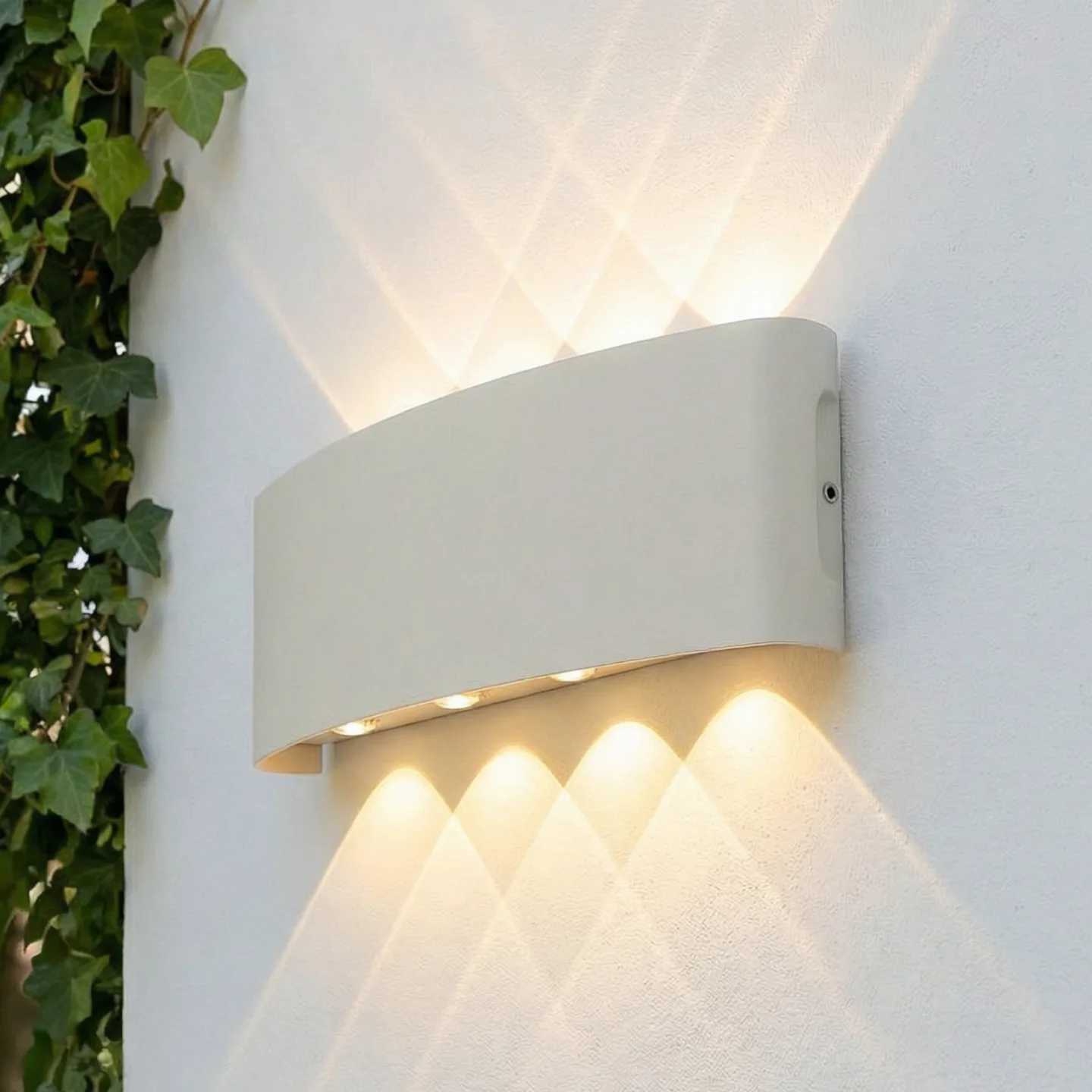 Ithan LED-utomhusvägglampa, vit, 5 lampor, 27 cm - Lindby - Terrass - Modern - Aluminium - Vinklad