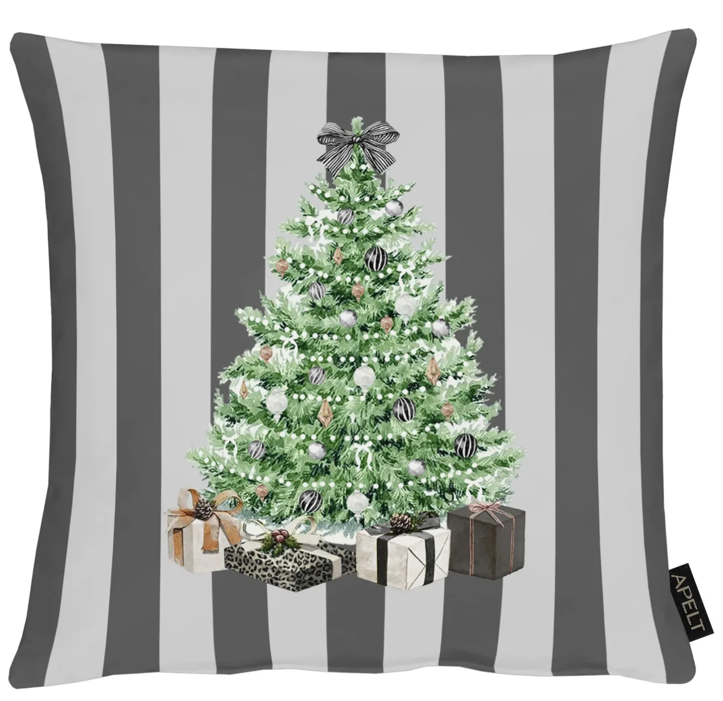 Apelt Kissenhülle Tannenbaum, Streifen Schwarz, Weiss 40x40 cm | Schubiger Möbel