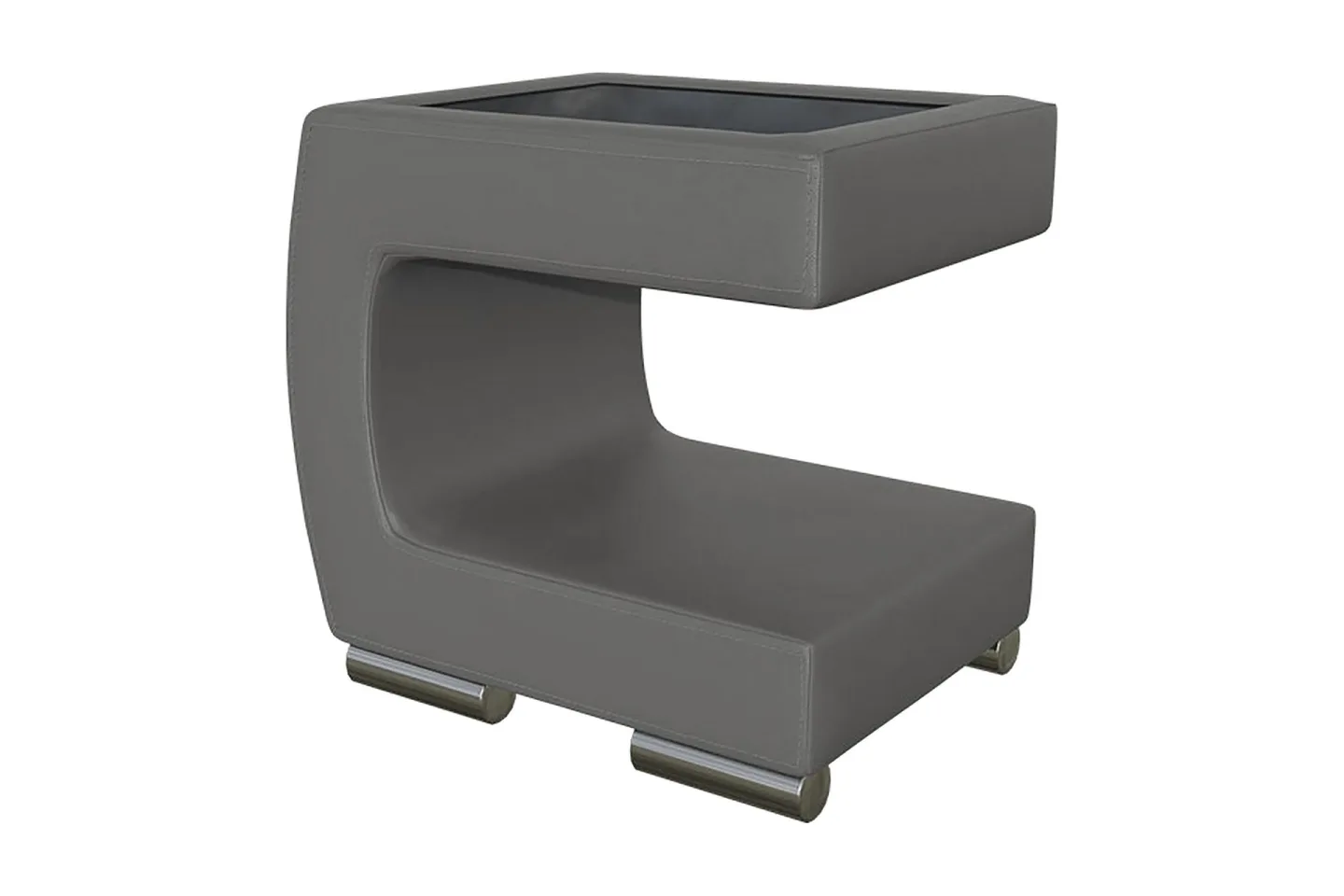 Honstad Sängbord 32 cm Vänster - Konstläder/Glas/Mörkgrå/Svart