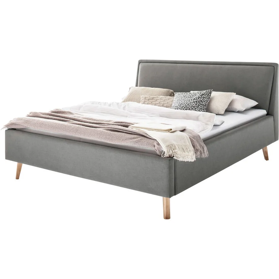 Bett Simas Hellgrau Bezug Stoff 140 x 200 cm