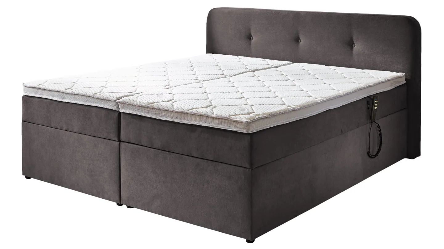Boxbett 180 x 200 cm grau Bettkasten - elektrisch - GABRIOLA