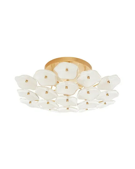 Leighton Flush Mount Soft Brass/Cream Tinted Glass M