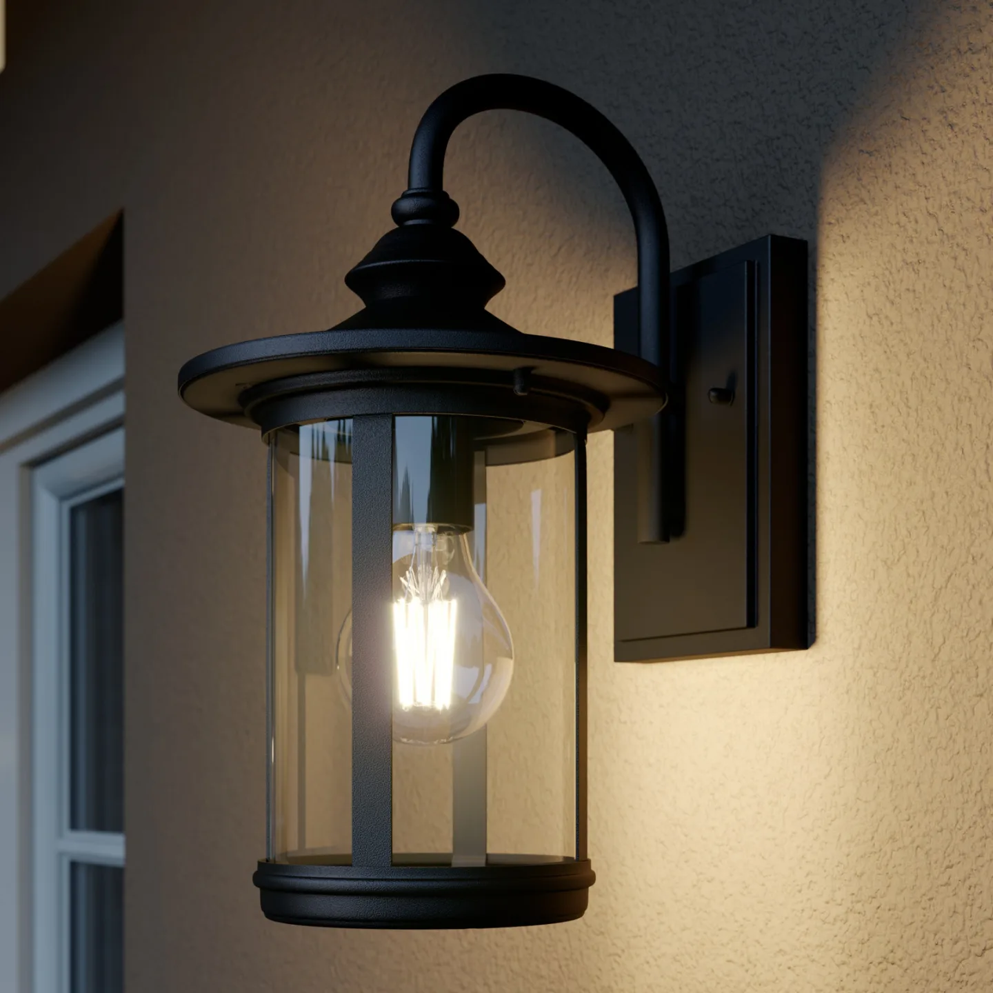 Zayn Utomhus Vägglampa Black/Clear - Lindby - Balkong - Antik - Metall - Med en ljuskälla