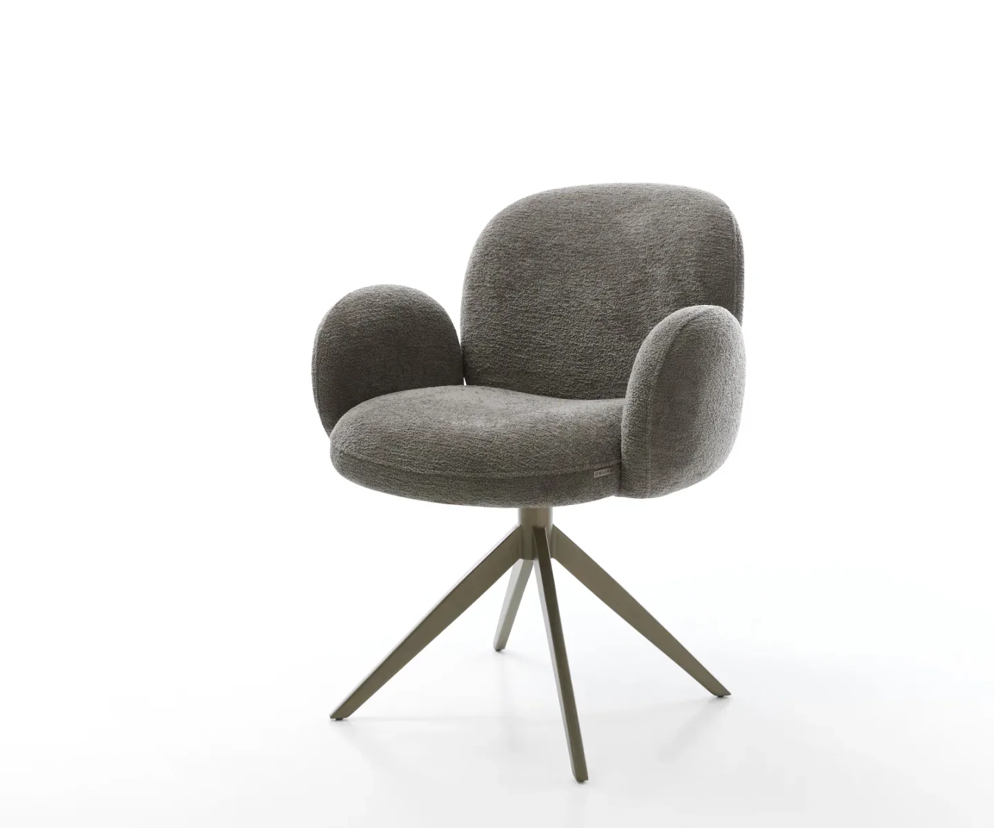 Drehstuhl Nube-Flex mit Armlehnen Bouclé Soft Schlamm Kreuzgestell breit Effektfinish Titan 360° drehbar Wippfunktion Taschenfederkern