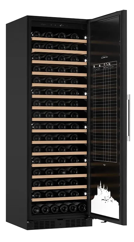 Weinkühlschrank einbau 126 Flaschen, schwarz, robust, mQuvée WineStore 177 - 15 Regalböden - Anthracite Black