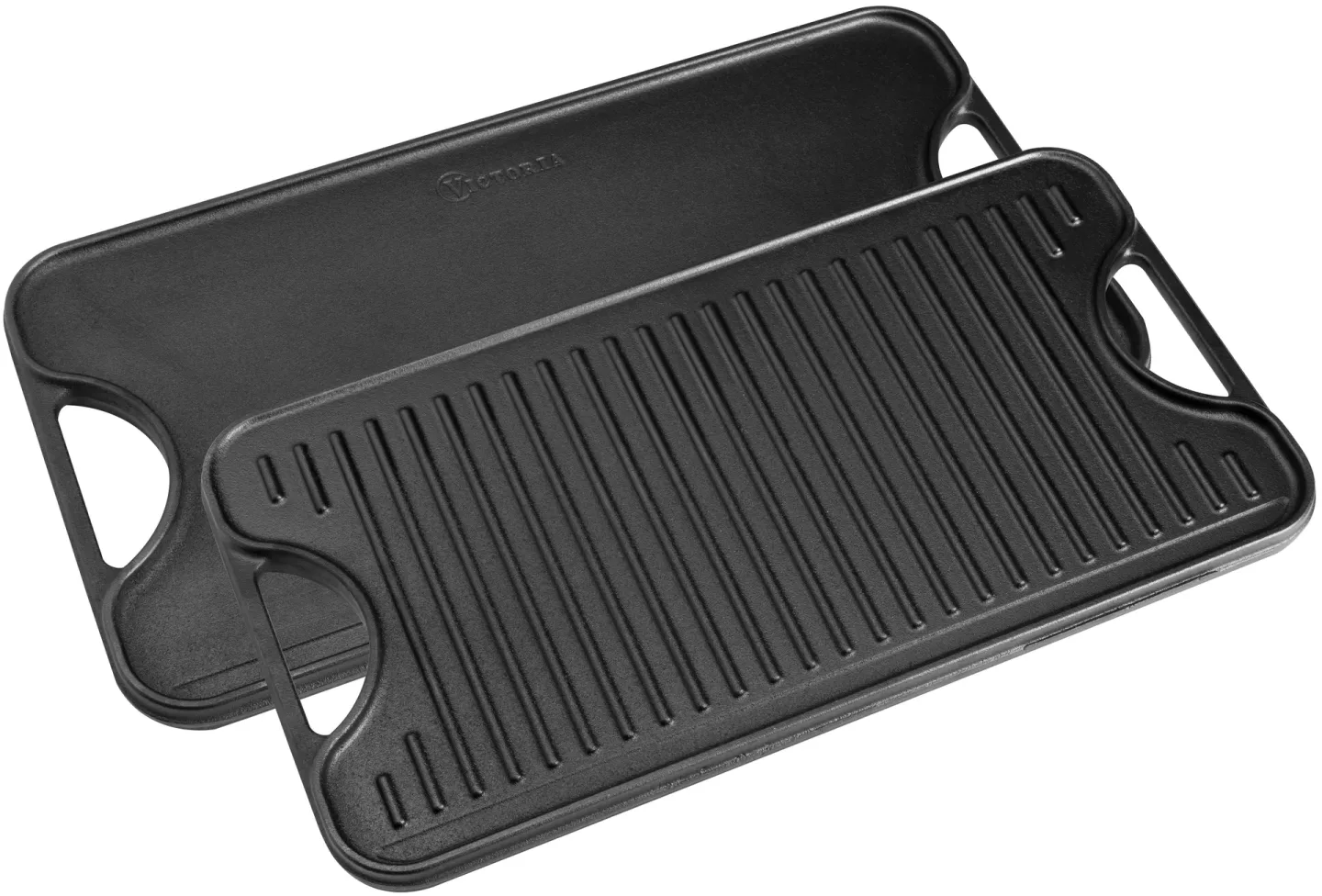 Victoria Grillteller Gusseisen wendbar 25x47 cm Schwarz