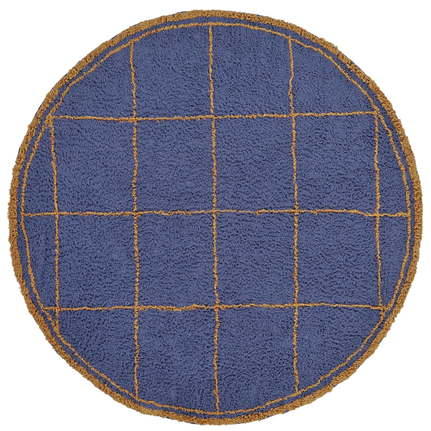 Rundt teppe - Lana Natural Cotton Shaggy (blå/gul) (Størrelse: Ø 200 cm)