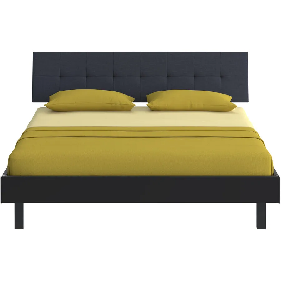 Modular Bett Livorno Schwarz MDF, Stoff, Metall 180 x 200 cm