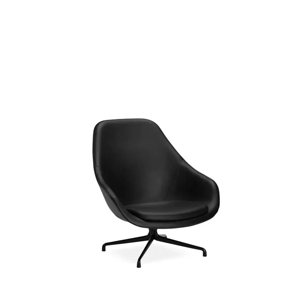 HAY About a Lounge 91 Loungesessel Leder black, schwarzes Aluminiumgestell